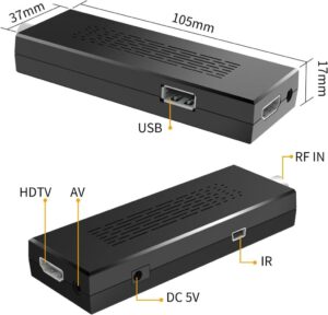 Romicta DVB T2 Receiver - HDMI TV Stick HD 1080P H265 HEVC Main 10 Bit mit 2in1 Universal-Fernbedienung