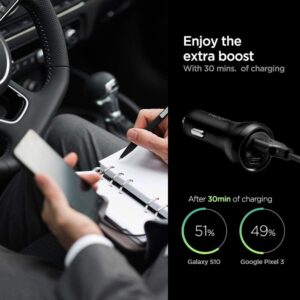 Spigen Essential 45W PD 2 Port KFZ Auto Ladegerät mit USB C Power Delivery - kompatibel mit iPhone und Galaxy