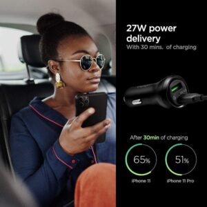 Spigen Essential 45W PD 2 Port KFZ Auto Ladegerät mit USB C Power Delivery - kompatibel mit iPhone und Galaxy