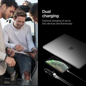 Spigen Essential 45W PD 2 Port KFZ Auto Ladegerät mit USB C Power Delivery - kompatibel mit iPhone und Galaxy