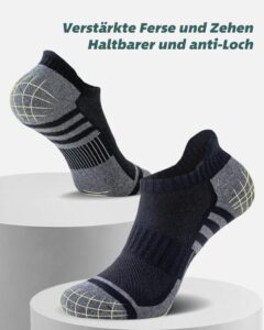 Stoeury Sneaker Socken Herren Damen in Schwarz, Größe 39-42: Atmungsaktive und Anti-Schweiß Sportsocken