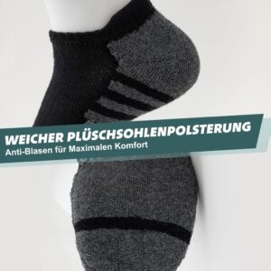 Stoeury Sneaker Socken Herren Damen in Schwarz, Größe 39-42: Atmungsaktive und Anti-Schweiß Sportsocken