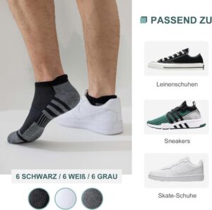 Stoeury Sneaker Socken Herren Damen in Schwarz, Größe 39-42: Atmungsaktive und Anti-Schweiß Sportsocken