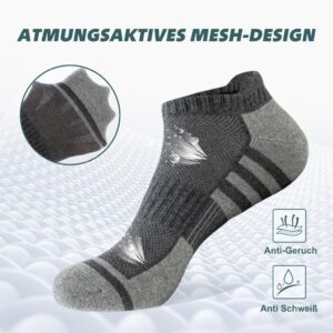 Stoeury Sneaker Socken für Herren und Damen in Grau, Größe 43-46