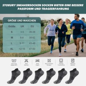 Stoeury Sneaker Socken für Herren und Damen in Grau, Größe 43-46