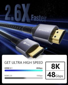 Stouchi Zertifiziertes HDMI 2.1 Kabel 2m - High Speed für ultimatives Ultra-High-Definition-Erlebnis