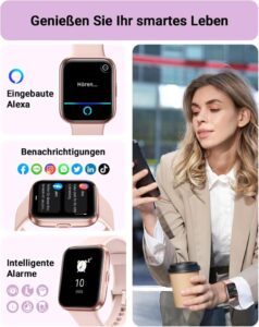 Tensky Smartwatch Damen mit Telefonfunktion und Alexa Integration - Ihr persönlicher Fitness- und Gesundheitsassistent