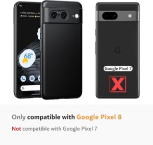 TesRank Google Pixel 8 Hülle in Schwarz: Ultra Dünn, Kratzfest und mit Matte Oberfläche