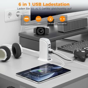 TESSAN USB C Ladegerät - 40W Multifunktionsadapter mit 6 Ports