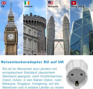 UK Reiseadapter von Towkom - 2er Pack, Weiß