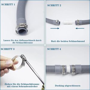 Universal Ablaufschlauch Verlängerung für Waschmaschinen und Geschirrspüler von Twoonto - 5 Meter
