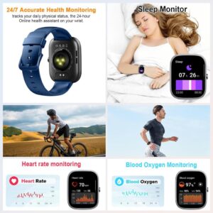 uaue Smartwatch für Herren und Damen mit Telefonfunktion und 113+ Sportmodi - Blau