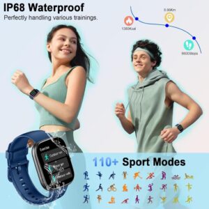 uaue Smartwatch für Herren und Damen mit Telefonfunktion und 113+ Sportmodi - Blau