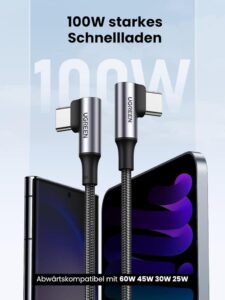 UGREEN USB C Ladekabel 100W mit doppelten Winkelsteckern