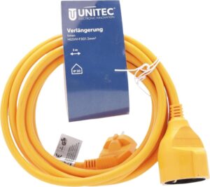 UNITEC Schuko-Verlängerung H05VV-F3G1,5mm² 3m orange - Praktische und sichere Verlängerung für Ihre Elektrogeräte