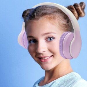 Usoun Bluetooth Over-Ear Kinderkopfhörer - Kabellos, Faltbar & Einstellbar - Violett