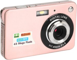 VBESTLIFE Digitalkamera für Fotografie und Vlogging - 4K 48 MP mit 8-fachem Digitalzoom und 550-mAh-Akku - Rosa