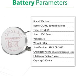 Warriors 5X 2032 Batterie Knopfzellen CR2032 Batterien 3V für den vielseitigen Einsatz