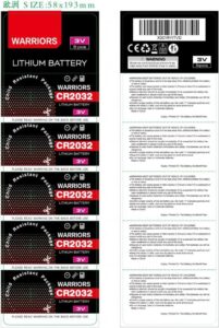 Warriors 5X 2032 Batterie Knopfzellen CR2032 Batterien 3V für den vielseitigen Einsatz