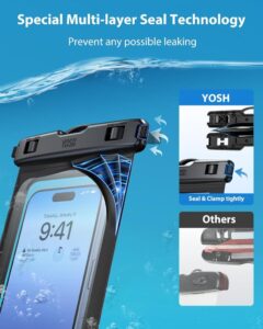 YOSH Wasserdichte Handyhülle für iPhone, Samsung, Xiaomi, Huawei - 6,8 Zoll IPX8 Unterwasser Handytasche - A-schwarz