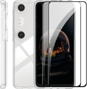 zZjoOoj Case Compatible with Xreal Beam Pro Hülle + [2 Stück] Hartglas Displayschutzfolie, Hochwertiges Silikon Premium TPU Handyhülle (Transparent)