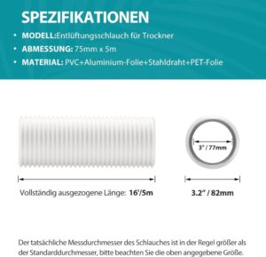 HG Power Flexibler Abluftschlauch Ø75mm Länge 5m - Die perfekte Lösung für Ihr Belüftungssystem