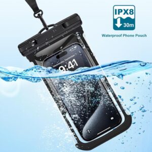 MR.LUYU Wasserdichte Handyhülle, 2 Stück IPX8 Unterwasser Handyhülle, 3D Nahtloser Rahmen, Kompatibel mit iPhone und Galaxy, bis zu 6.9 Zoll, Schwarz