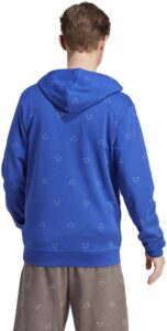 adidas Herren Seasonal Essentials Monogram Graphic Hoodie Sweatshirt M Semi Lucid Blue/White - Dein perfekter Begleiter für Sport und Freizeit