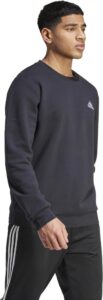 adidas Herren Feelcozy Essentials Fleece Sweatshirt in Schwarz/Weiß