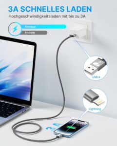 Aioneus iPhone Ladekabel [2Pack 2M] - MFi Zertifiziertes Lightning Kabel mit Schnelllade- und Datenübertragungsfunktion