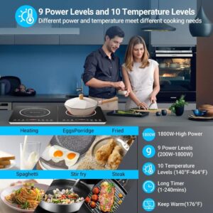 Aobosi Doppel Induktionskochplatte - Tragbares Kochfeld mit Warmhaltefunktion und 3500 Watt Leistung