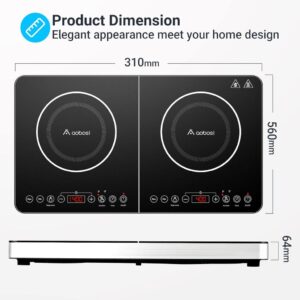 Aobosi Doppel Induktionskochplatte - Tragbares Kochfeld mit Warmhaltefunktion und 3500 Watt Leistung