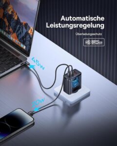 Baseus USB C Ladegerät - 65W 3-Port Schnellladegerät mit GaN Technologie