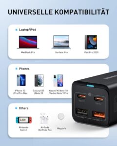 Baseus USB C Ladegerät: 65W Netzteil mit 4 Ports und GaN Technologie