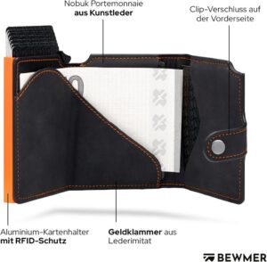 BEWMER v2 Shielded Slim Wallet - Kompaktes Kartenetui mit Münzfach und RFID-Schutz