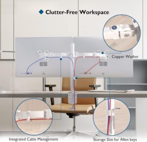 BONTEC Monitor Halterung 2 Monitore - Platzsparende Lösung für 13-27 Zoll Flach & Curved Bildschirme, Weiß