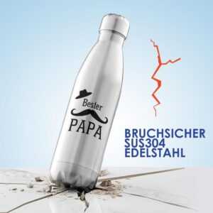 Domemit Bester Papa Geschenke Trinkflasche Edelstahl mit integrierter Storage-Box