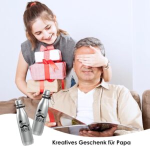 Domemit Bester Papa Geschenke Trinkflasche Edelstahl mit integrierter Storage-Box