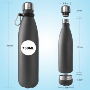 Domemit Wasserflasche aus Edelstahl mit Storage-Box - Isoliert und auslaufsicher für Reisen und Zuhause, 730ml, Schwarz