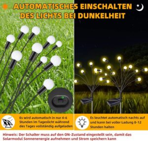 Dufuso Solarleuchten Garten Glühwürmchen - 2 Stück mit 10 LEDs für eine magische Gartenbeleuchtung