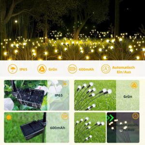 Dufuso Solarleuchten Garten Glühwürmchen - 2 Stück mit 10 LEDs