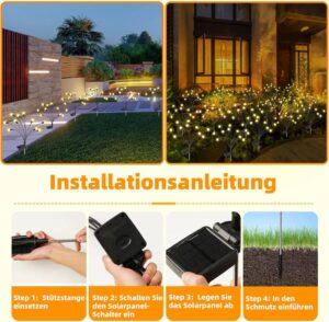 Dufuso Solarleuchten Garten Glühwürmchen - 2 Stück mit 10 LEDs