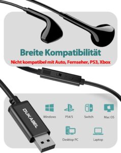 DuKabel USB In Ear Kopfhörer PC Headset - Perfekt für Gaming und Online-Kommunikation