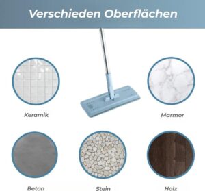 EasyGleam Wischmopp Set mit Doppelkammer-Eimer und Edelstahlgriff - Ideal für alle Böden