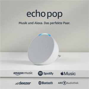 Echo Pop - Der kompakte und smarte Bluetooth-Lautsprecher mit vollem Klang und Alexa in Weiß