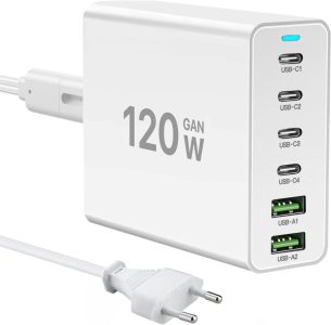 120W USB C Ladegerät - 6-Port Schnellladegerät mit universeller Kompatibilität