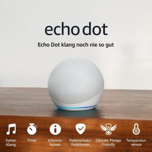 Echo Dot (5. Gen., 2022) - Smarter WLAN- und Bluetooth-Lautsprecher mit Alexa und sattem Klang in Weiß