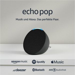 Echo Pop: Kompakter und smarter Bluetooth-Lautsprecher mit vollem Klang und Alexa in Anthrazit