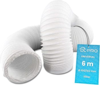 DL-pro 6m Abluftschlauch Ø 100 / 102mm - Flexibler PVC Schlauch für Klimaanlage, Wäschetrockner und Dunstabzugshaube