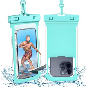 MR.LUYU wasserdichte Handyhülle, 2 Stück IPX8 Unterwasser Handyhülle für iPhone und Galaxy, bis zu 6.9 Zoll, Grün